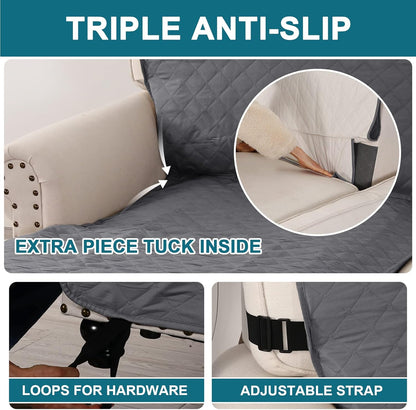 Turquoize 100% Waterproof Sofa Covers Couch Cover Sofa Cover for Dogs Couch Protector Triple Non-Slip Sofa Slipcover for 3 Cushion Couch Furniture Protector for Pets, Kids,Dog (Sofa 70", Ivory)