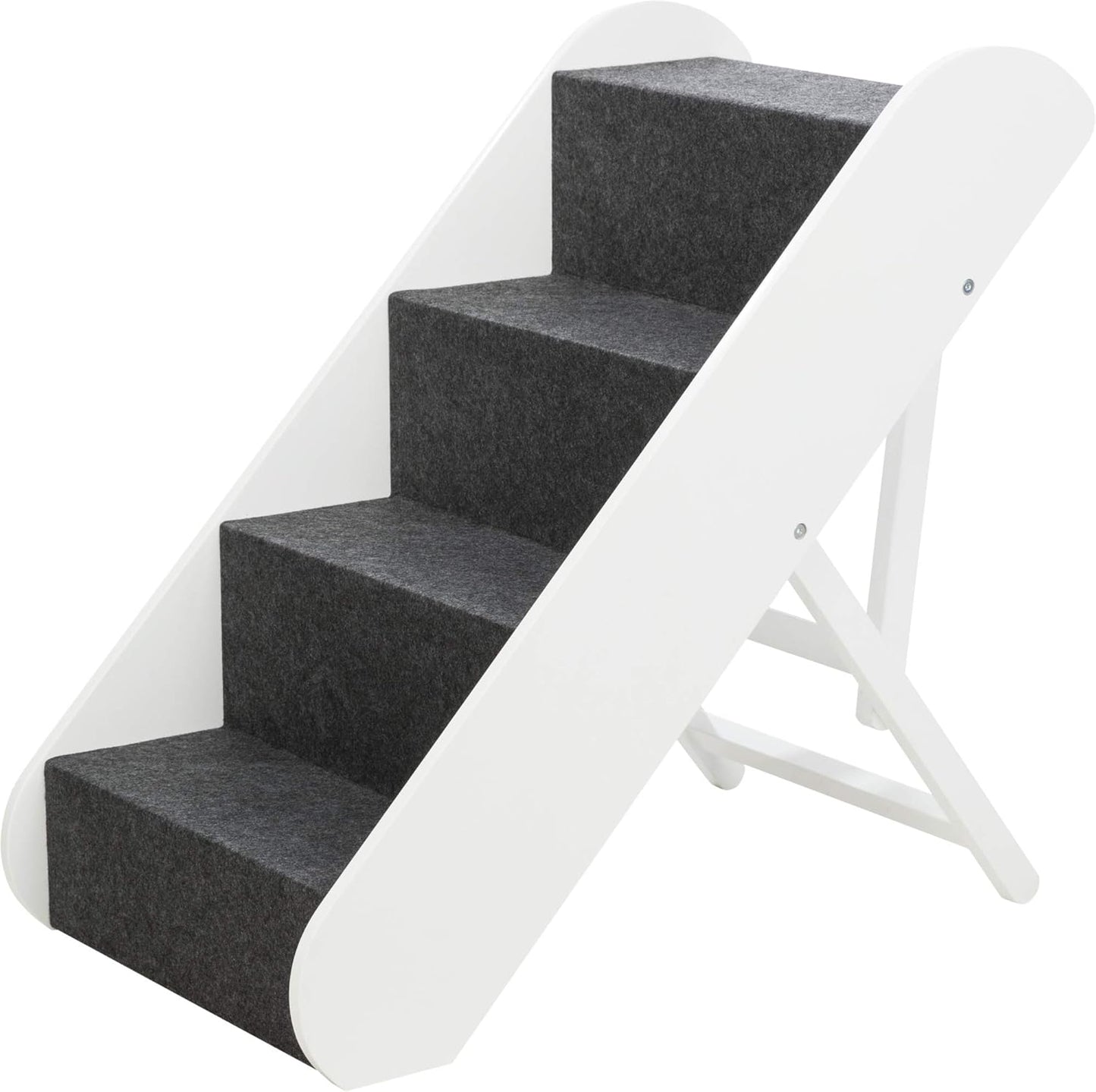 Trixie Wooden Dog Stairs with Nonslip Carpet - 3 Step Pet Stairs for Beds and Couches - with Additional Storage Space - in Natural