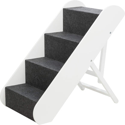Trixie Wooden Dog Stairs with Nonslip Carpet - 3 Step Pet Stairs for Beds and Couches - with Additional Storage Space - in Natural
