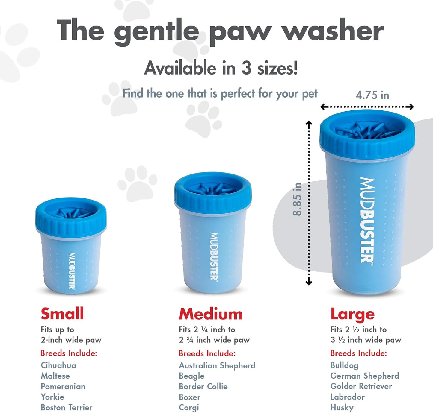 Dexas MudBuster Medium Dog Paw Cleaner in Fuchsia - Fits 1.5"-2.5" Wide Paws, Portable Paw Washer for Muddy Paws, Dog Paw Cleaning Cup with Gentle Silicone Bristles, Quick Clean Pet Paw Washer