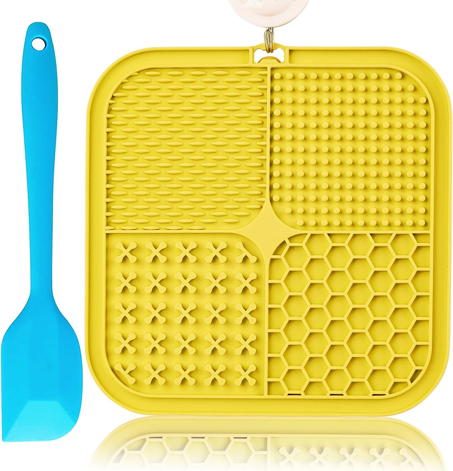 Lick Mat for Dogs, Dog Lick Mat with Suction Cups for Anxiety, Peanut Butter Dog Licking Mat Slow Feeder Dispensing Treater Lick Pad for Dogs Cats Grooming Bathing and Training (Grey)