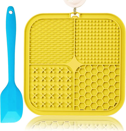 Lick Mat for Dogs, Dog Lick Mat with Suction Cups for Anxiety, Peanut Butter Dog Licking Mat Slow Feeder Dispensing Treater Lick Pad for Dogs Cats Grooming Bathing and Training (Grey)