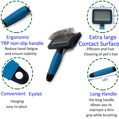 Dog Brush For Long Haired Dogs Poodles-Dog brushes for grooming&shedding-Large Firm Slicker Brush for Goldendoodles-With Soft Massage Grooming Stainless Steel Pins, Pet Grooming Wire Brush-25mm(1")