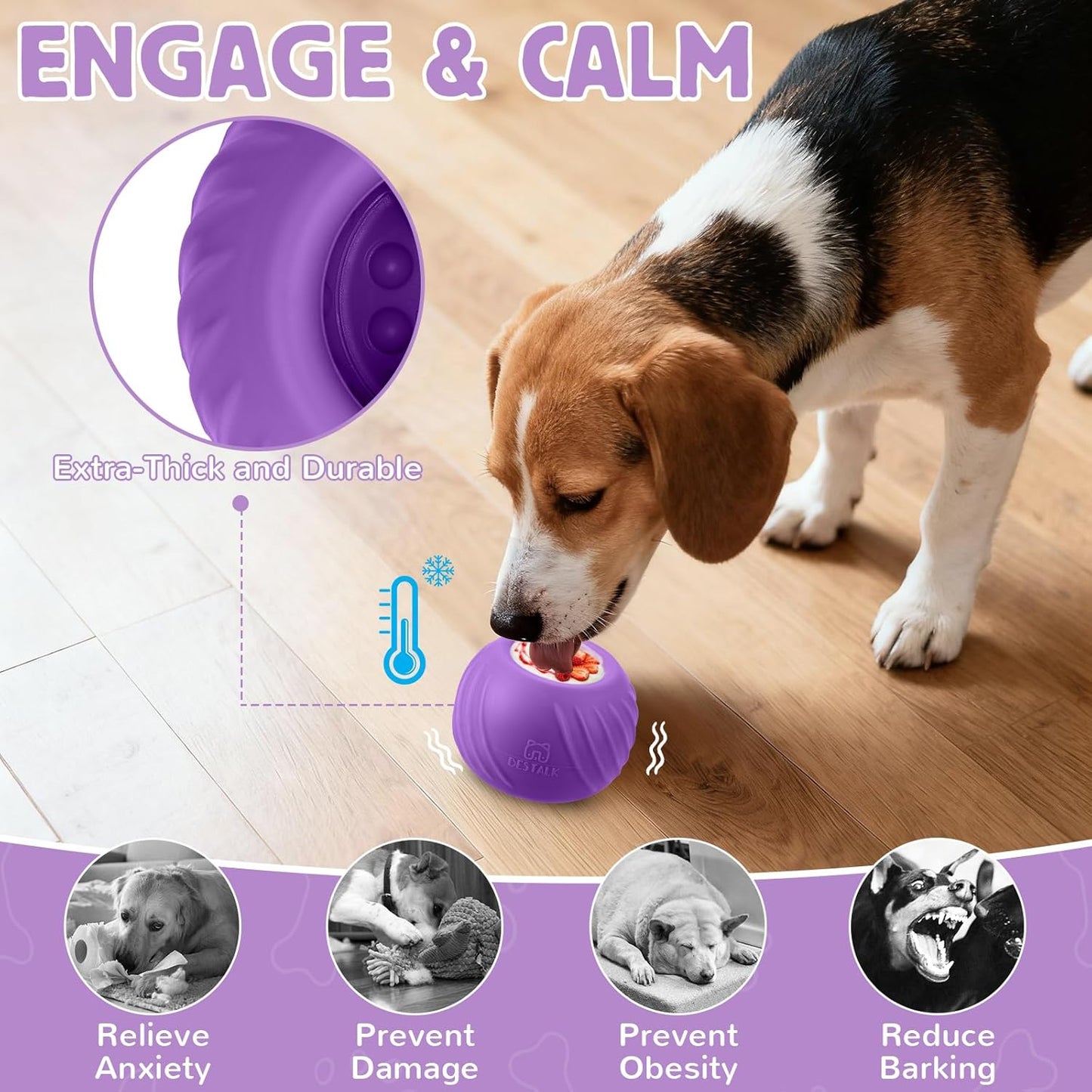Long-Lasting Dog Lick Toy, Wobbly Dog Enrichment Lick Bowl to Keep Dogs Busy, Interactive Stuffable Dog Treat Feeder for Boredom, Silicone Treat Dispensing Chew Toy(Dark Blue,S)