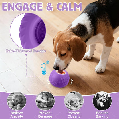 Long-Lasting Dog Lick Toy, Wobbly Dog Enrichment Lick Bowl to Keep Dogs Busy, Interactive Stuffable Dog Treat Feeder for Boredom, Silicone Treat Dispensing Chew Toy(Dark Blue,S)