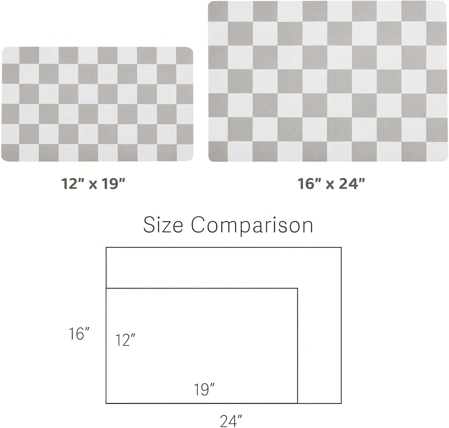 Checkered Dog Feeding Mat, Absorbent Mats for Dog Food and Water Bowl, Dispenser, Retro Aesthetic Khaki Beige Checkerboard Pet Placemat for Dogs, Cats, Puppy Accessories, 12" X 19”