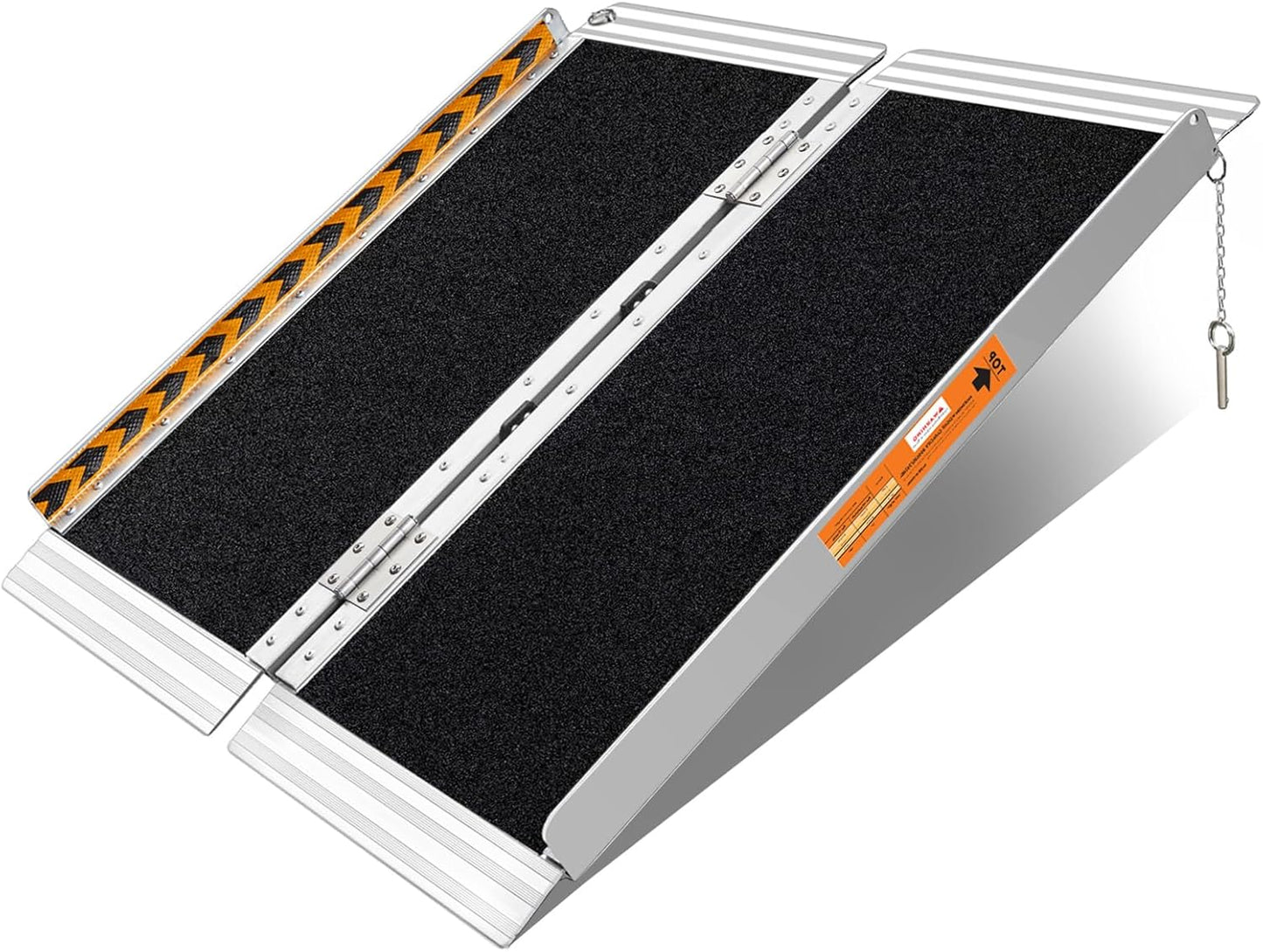 FACHNUO 2 Feet Portable Wheelchair Ramp, Non-Skid Aluminum Handicap Ramps with Handle, Folding Threshold Wheel Chair Ramp for Home Steps, Stairs, Entry, Doorways, Applicable Height 2-6 inches
