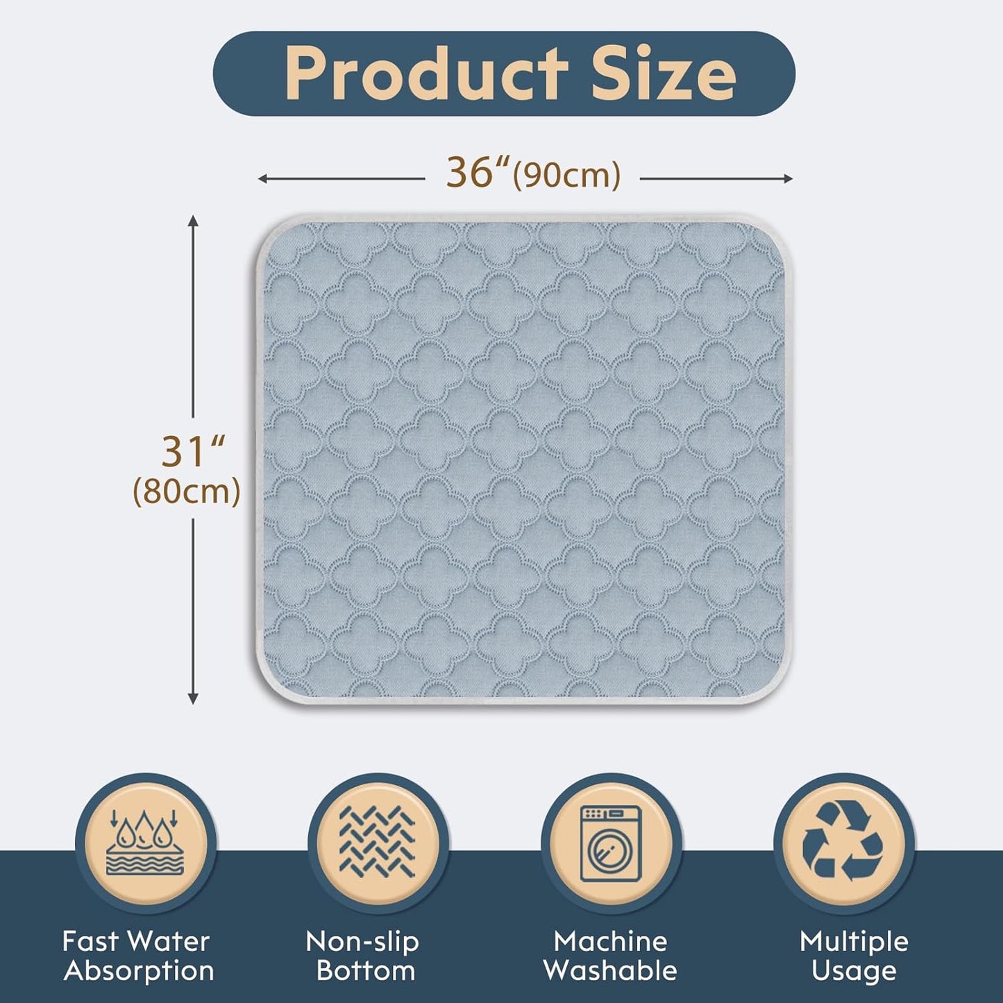 FunFurry Washable Pee Pads for Dogs - 4 Pack Reusable Pee Pads，Waterproof Puppy Pads，Pet Training Pads，Super Absorbent with Dog Paw Shape Non-Slip Backing (Cream, 18" X 24" - 4 Pack)