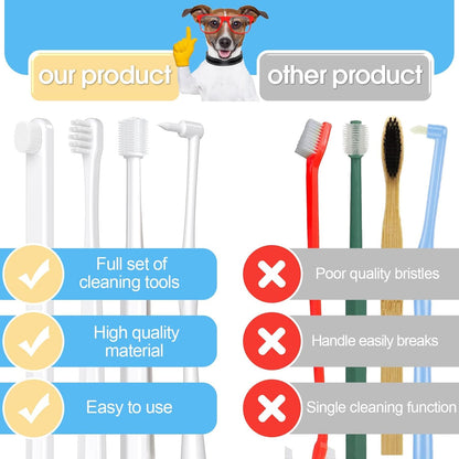Small Dog Toothbrush Kit,Puppy Tooth Brushing Kit, Suitable for All Puppy and Samll Dogs Dental Care. White, Soft Bristles, Meet All Cleaning Needs, Multi-Functional Dental Cleaning.