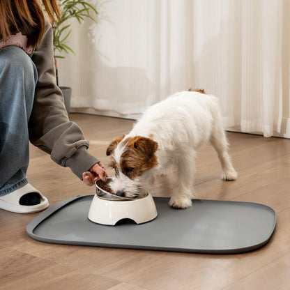 Conlun Dog Food Mat,1/2 Inch Raised Edges Cat Feeding Mat,BPA-Free Silicone Pet Mats for Floor Waterproof,Rubber Placemats for Food and Water Bowls(Natural Tan,18.9"x11.8")
