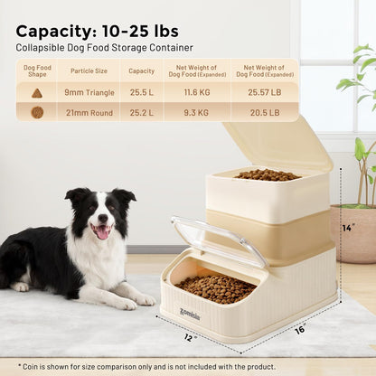 ZOMISIA 30-40lbs Collapsible Dog Food Storage - First-in, First-out Easy Dispense Base for Freshness, Pet Food Storage Containers with Transparent Lid and Scoop
