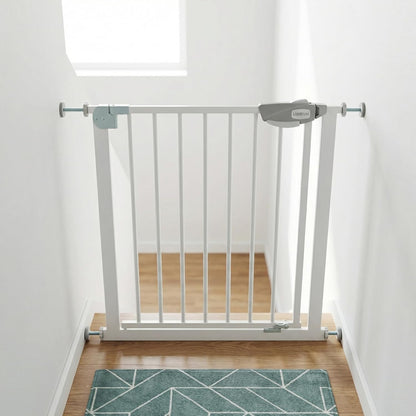 Safety Gate for Stairs & Doorways, Auto-Close Baby Gate or Dog Gate – Pressure Mount No Drilling, 30" Tall All Metal Frame with Dual Locking System (White, 30" Tall 29"-33" Wide)
