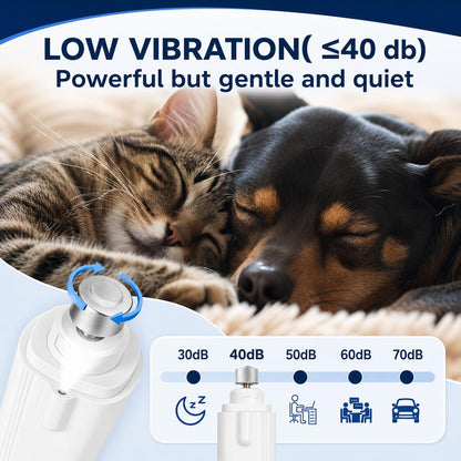 2-in-1 Dog Nail Clippers with Light - Electric Pet Nail Grinder Quiet for Small Large Dogs & Cats, LED Prevent Over Cutting, USB-C Rechargeable Safety Guard Grooming Kit for Black Nails