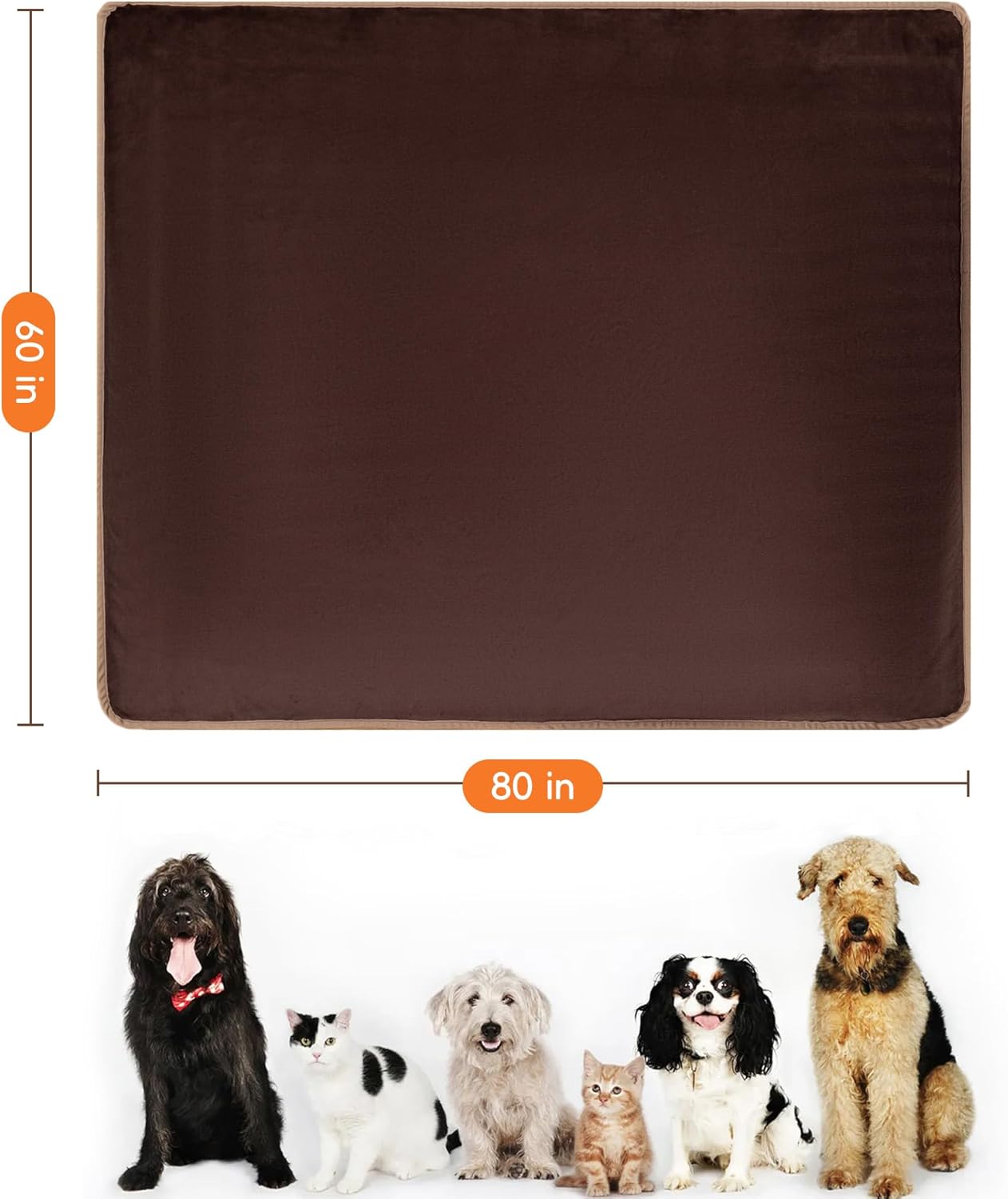 Waterproof Dog Blankets Pet Blanket 50"x60", Soft Fluffy Sofa Car Bed Protector, Reversible Sherpa Fleece Dog Blanket for Large Dogs (Dark Grey-Paws)