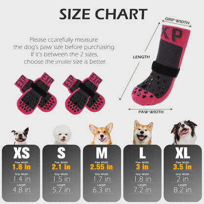 EXPAWLORER Anti Slip Dog Socks to Prevent Licking Paws, Dog Shoes for Hot Pavement Walk, Dog Booties for Hardwood Floors, Dog Boots & Paw Protectors with Grippers for Small Medium Large Senior Dogs M