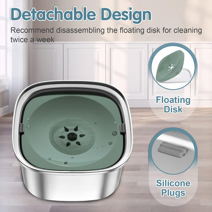 UPSKY 3L Dog Water Bowl 101oz Stainless Steel No Spill Large Capacity Dog Food Water Bowl Slow Water Feeder, Spill Proof Pet Water Dispenser Vehicle Carried Travel Water Bowl