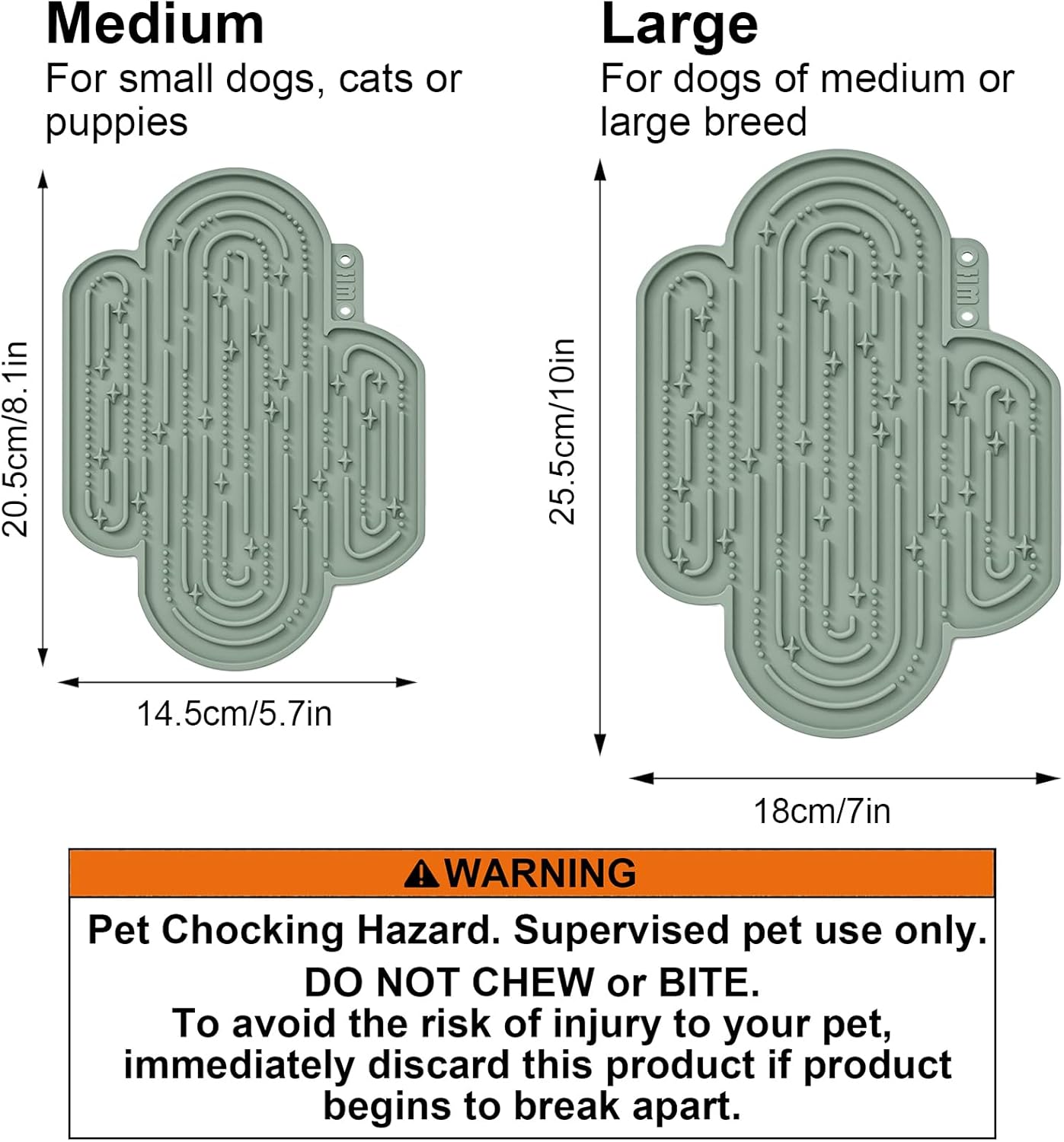 OHMO-Cactus Lick Mat for Dogs and Cats(2 Pack) Easy to Clean Pet Slow Feeder with Suction Cups, Licking Pad for Anxiety Relief and Boredom Reduction(Cactus&Light Green)