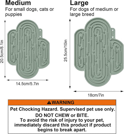 OHMO-Cactus Lick Mat for Dogs and Cats(2 Pack) Easy to Clean Pet Slow Feeder with Suction Cups, Licking Pad for Anxiety Relief and Boredom Reduction(Cactus&Light Green)