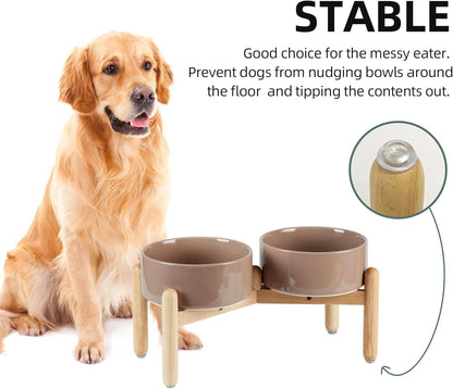 Havniva 8.3inch Ceramic Raised Dog Bowl with Stand, Elevated Dog Bowls for Large Breed Dog Food and Water Bowl Non-Slip Dog Dish Large Capacity Feeding Pet Water Bowl