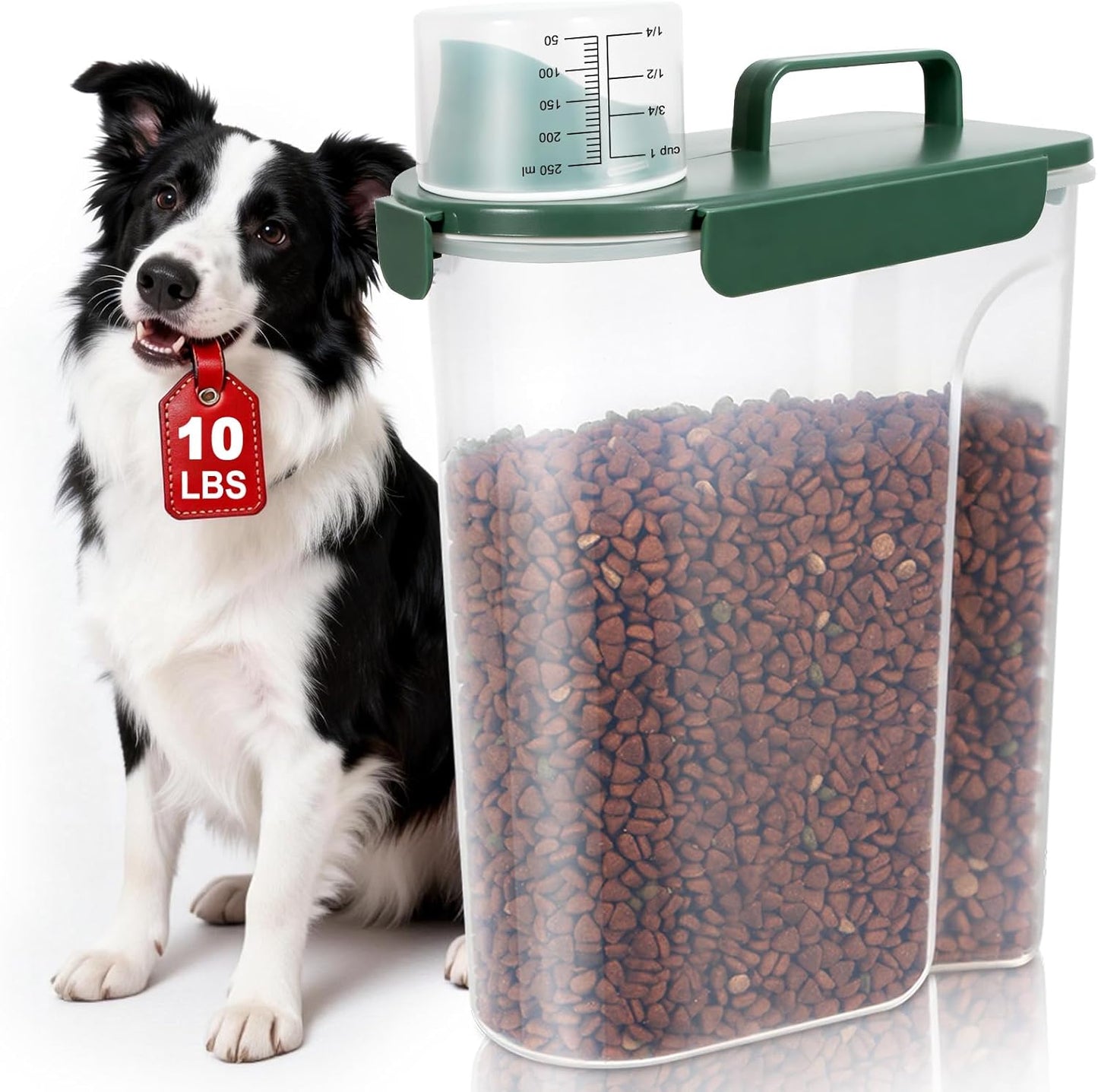 TBMax Dog Food Storage Container 5-7 lbs, Airtight Cat Food Container with Larger Spout & Measuring Cup, Portable Pet Food Storage Dispenser for Small Animal Kibble Storage, Bird Seed Container