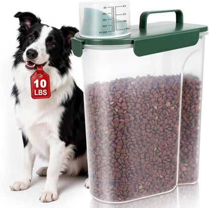 TBMax Dog Food Storage Container 5-7 lbs, Airtight Cat Food Container with Larger Spout & Measuring Cup, Portable Pet Food Storage Dispenser for Small Animal Kibble Storage, Bird Seed Container