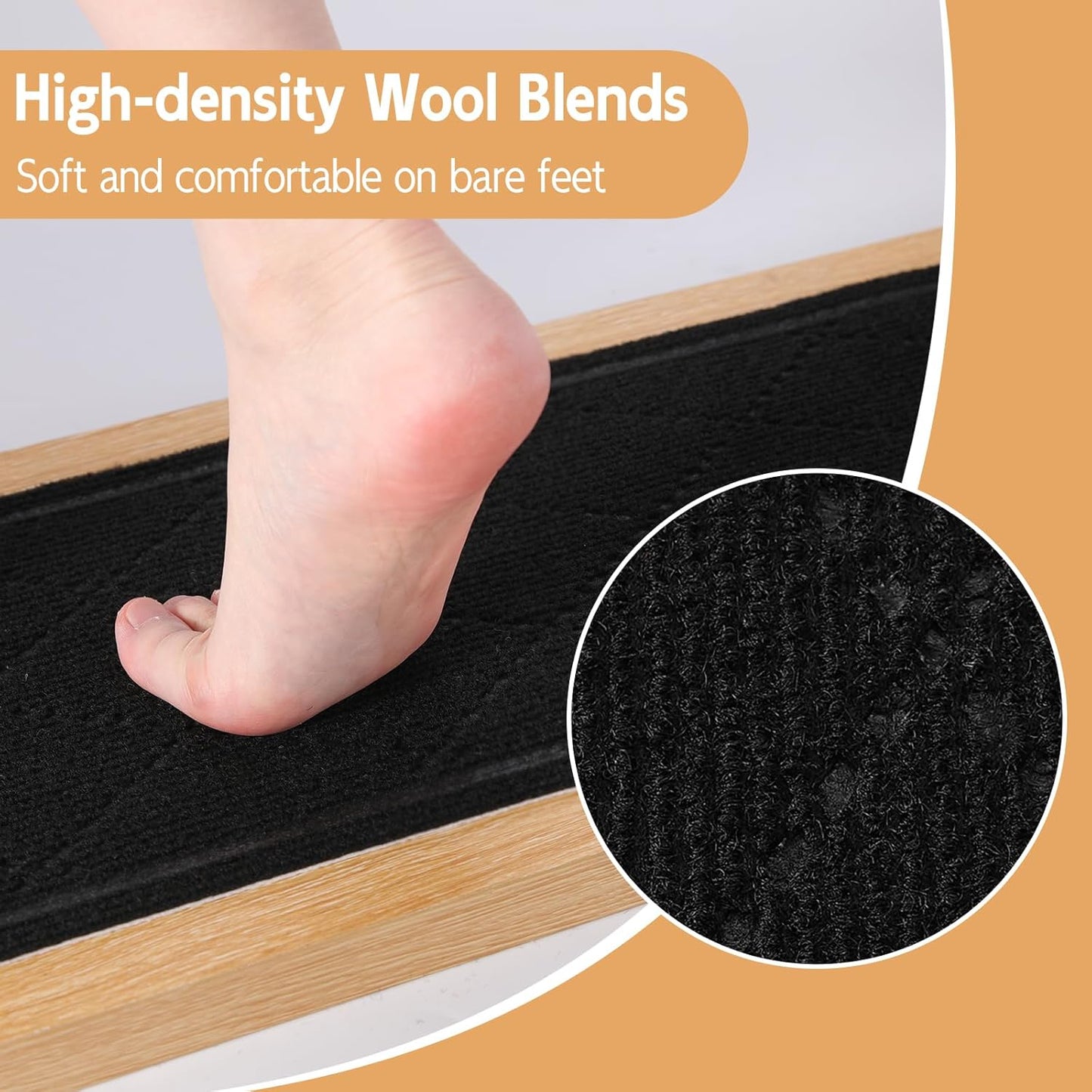 RIOLAND Carpet Stair Treads for Wooden Steps Indoor 9" x 36" Non Slip Stair Treads for Wood Stair with Reusable Adhesive, 15 Pack Peel and Stick Stair Runner for Kids Elders and Dogs, Diamond Gray