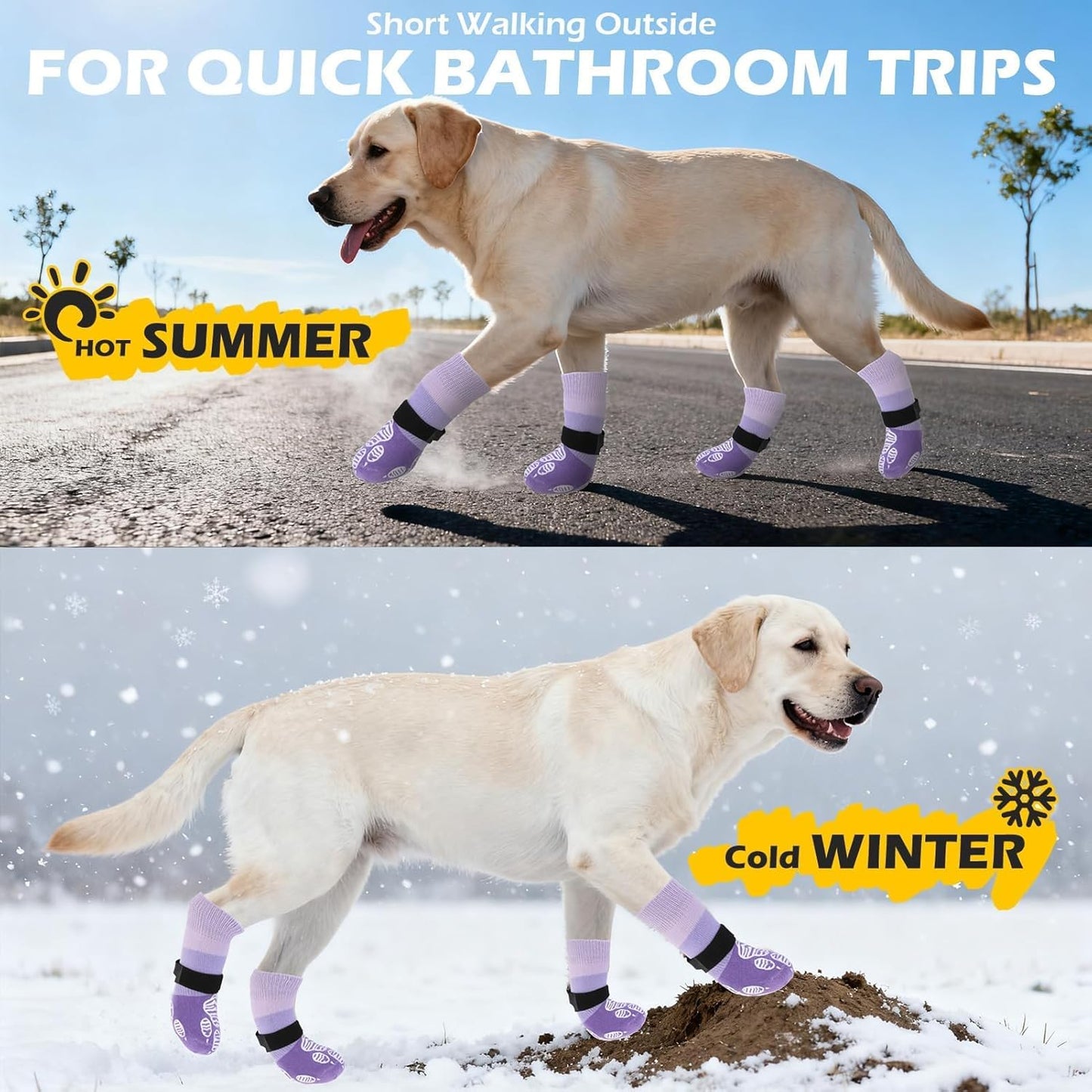 EXPAWLORER Anti Slip Dog Socks to Prevent Licking Paws, Dog Shoes for Hot Pavement Walk, Dog Booties for Hardwood Floors, Dog Boots & Paw Protectors with Grippers for Small Medium Large Senior Dogs M