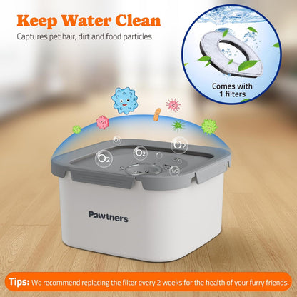 Pawtners All Stainless Steel Dog Water Bowl No Spill,135oz Anti-Splash Dog Bowl with Non-Slip Base, Spill Proof for Medium Large Messy Drinkers, Slow Drinking, Slobber Stopper,Easy to Clean