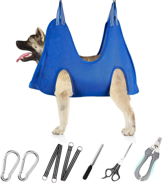 ATESON Pet Grooming Hammock with Nail Clippers/Nail Trimmers/Grooming Scissors, Dog Grooming Harness for Nail Trimming, Pet Grooming Sling Helper