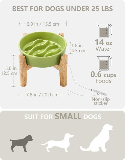 Ceramic Slow Feeder Dog Bowls for Medium and Large Dogs, 2.0 Cups Dog Slow Feeder for Fast Eater, 30oz, 8in, White