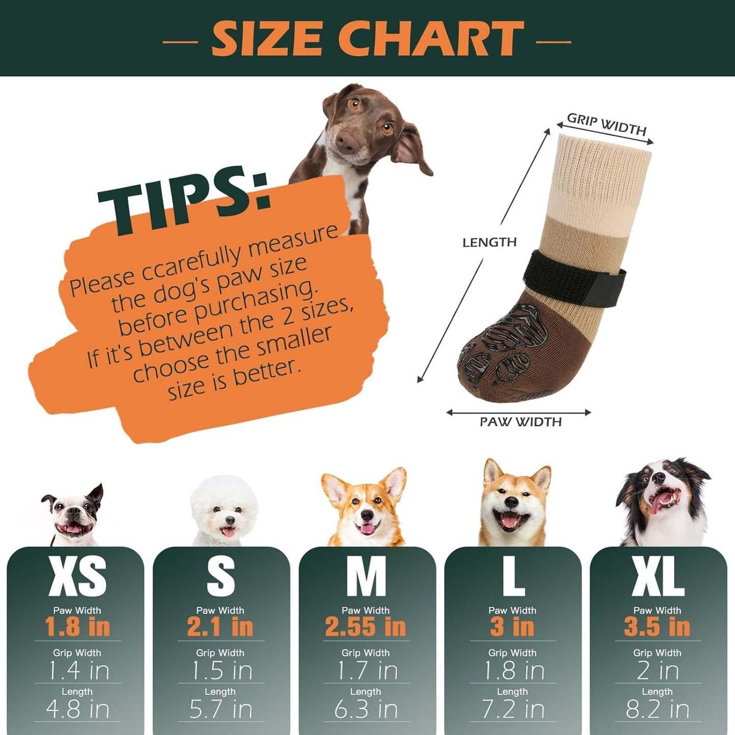 EXPAWLORER Anti Slip Dog Socks to Prevent Licking Paws, Dog Shoes for Hot Pavement Walk, Dog Booties for Hardwood Floors, Dog Boots & Paw Protectors with Grippers for Small Medium Large Senior Dogs M
