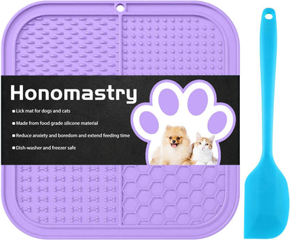 Honomastry Lick Mat for Dogs, Premium Lick Pad with Suction Cups for Dog Anxiety Relief, Slow Feeder Dog Bowls, Bathing, Grooming and Training.
