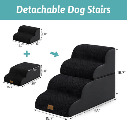 COZY KISS Extra Wide Dog Stairs with Tunnel, Foam Detachable Large Dog Step for Small Pet, Puppy or Cats, Medium Pet Ramp for High Bed, Couch, Sofa or Car, 19.7x33x22.4 inch, 5 Step, Beige