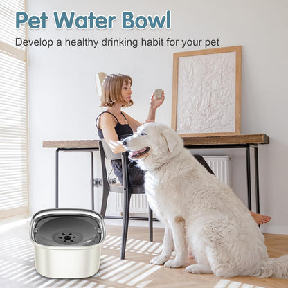 UPSKY 3L Dog Water Bowl 101oz Stainless Steel No Spill Large Capacity Dog Food Water Bowl Slow Water Feeder, Spill Proof Pet Water Dispenser Vehicle Carried Travel Water Bowl
