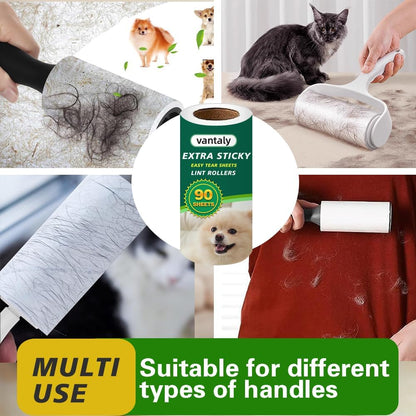 Lint Rollers for Pet Hair Extra Sticky, 600 Sheets Value Set Lint Roller with 2 Upgraded Handles, 6 Rollers Portable Pet Lint Remover for Clothes, Furniture, Carpet, Dog & Cat Hair Removal