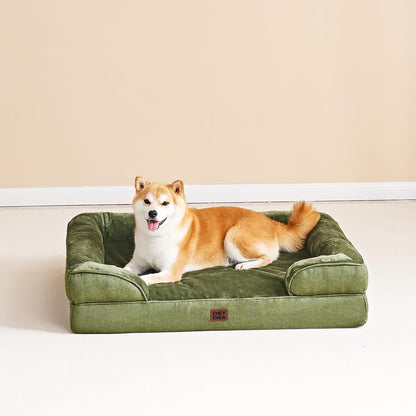 EHEYCIGA Orthopedic Dog Beds for Extra Large Dogs 44x32Inch, Waterproof Memory Foam XL Pet Bed with Sides, Non-Slip and Egg-Crate Foam Big Dog Couch Bed with Washable Removable Cover, Grey