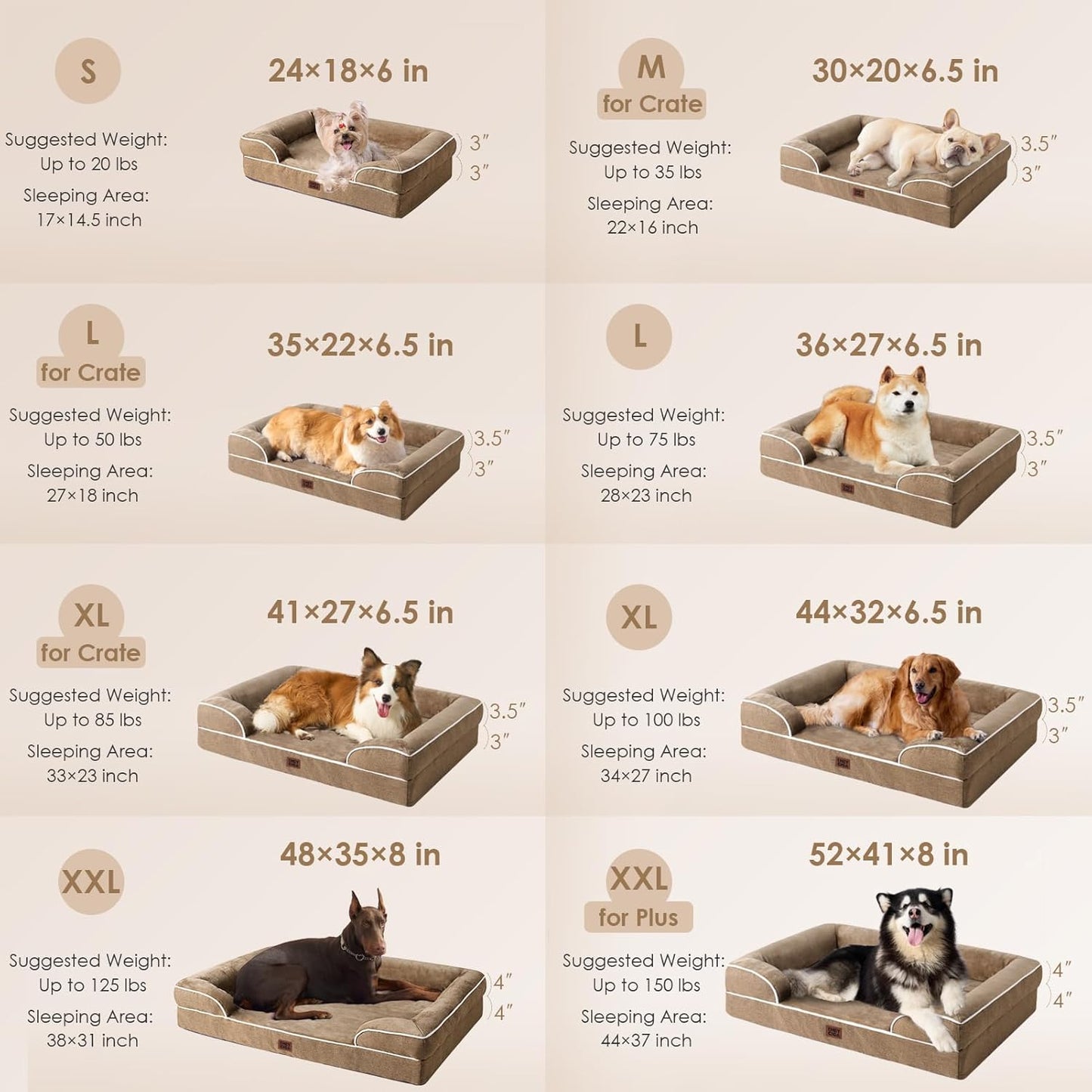 EHEYCIGA Orthopedic Dog Beds for Extra Large Dogs 44x32Inch, Waterproof Memory Foam XL Pet Bed with Sides, Non-Slip and Egg-Crate Foam Big Dog Couch Bed with Washable Removable Cover, Grey