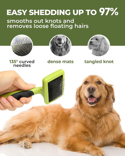 Dog Brush for Shedding,7 PCS Pet Grooming Brush Kit to De-fur & Hair Slicker Deshedding Brushes with Undercoat Rake Comb Bath Brush&Nail Clipper for Grooming Short Long Haired Dogs Cats Blue