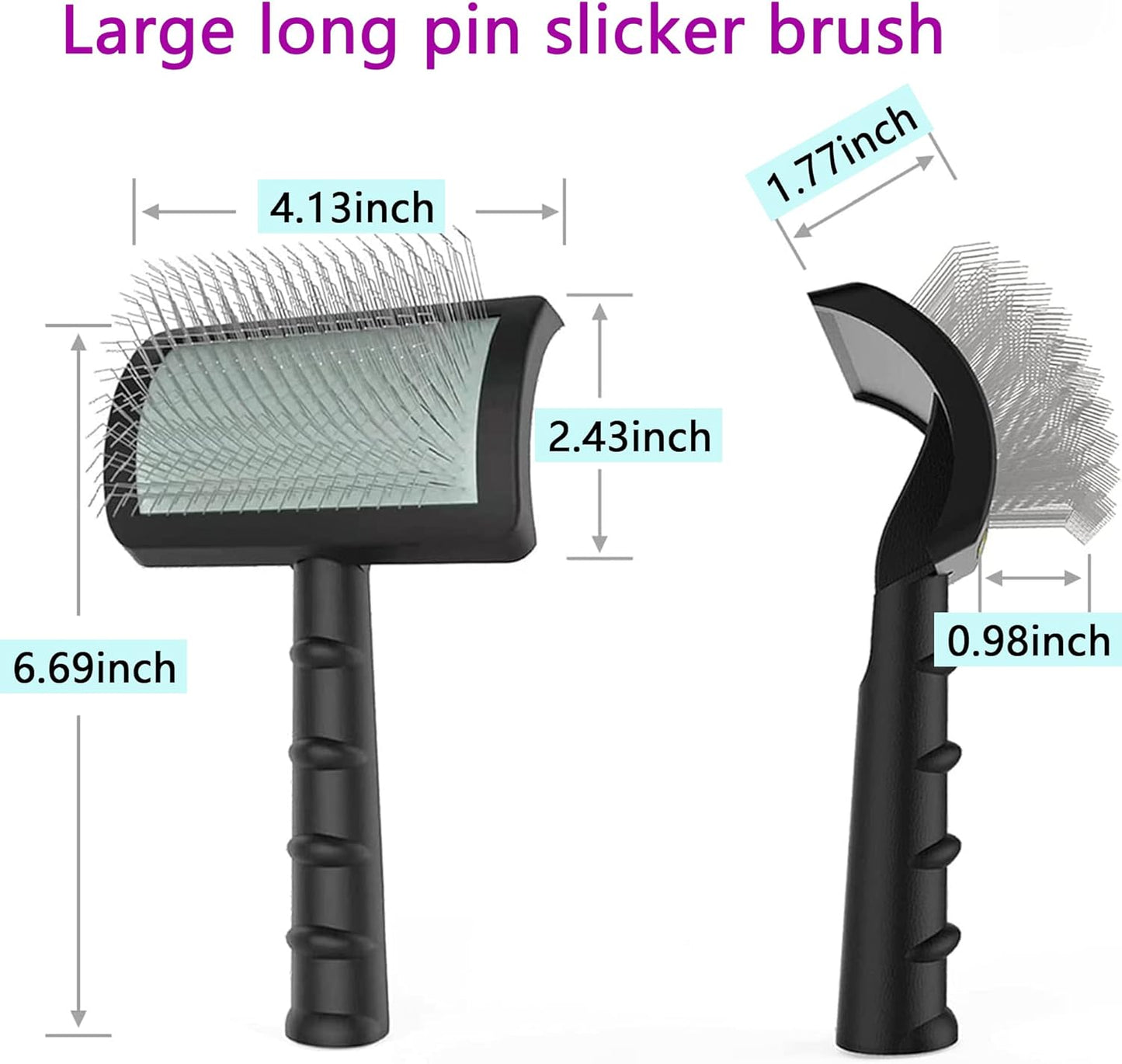 Large Slicker Brush for Dogs,Cats,Extra Long Pin Shedding Brush for Long Haired Dog,Cat, Pet Grooming for Thick Undercoat Curly Hair,25mm(1"),Green