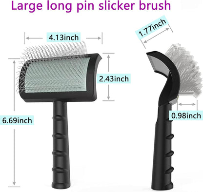 Large Slicker Brush for Dogs,Cats,Extra Long Pin Shedding Brush for Long Haired Dog,Cat, Pet Grooming for Thick Undercoat Curly Hair,25mm(1"),Green