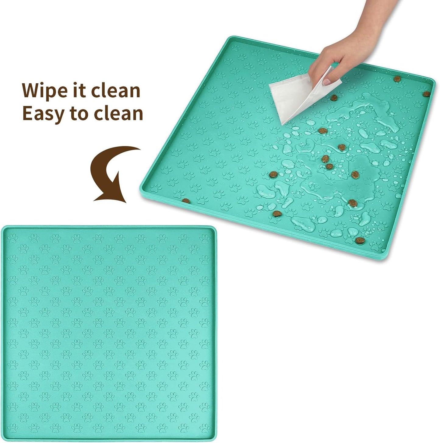 Ptlom Pet Placemat for Dog and Cat, Mat for Prevent Food and Water Overflow, Suitable for Small, Medium and Big Pet, 18" 12", Grey, Silicone