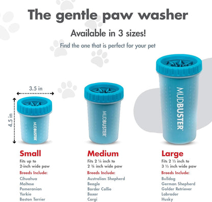 Dexas MudBuster Medium Dog Paw Cleaner in Fuchsia - Fits 1.5"-2.5" Wide Paws, Portable Paw Washer for Muddy Paws, Dog Paw Cleaning Cup with Gentle Silicone Bristles, Quick Clean Pet Paw Washer
