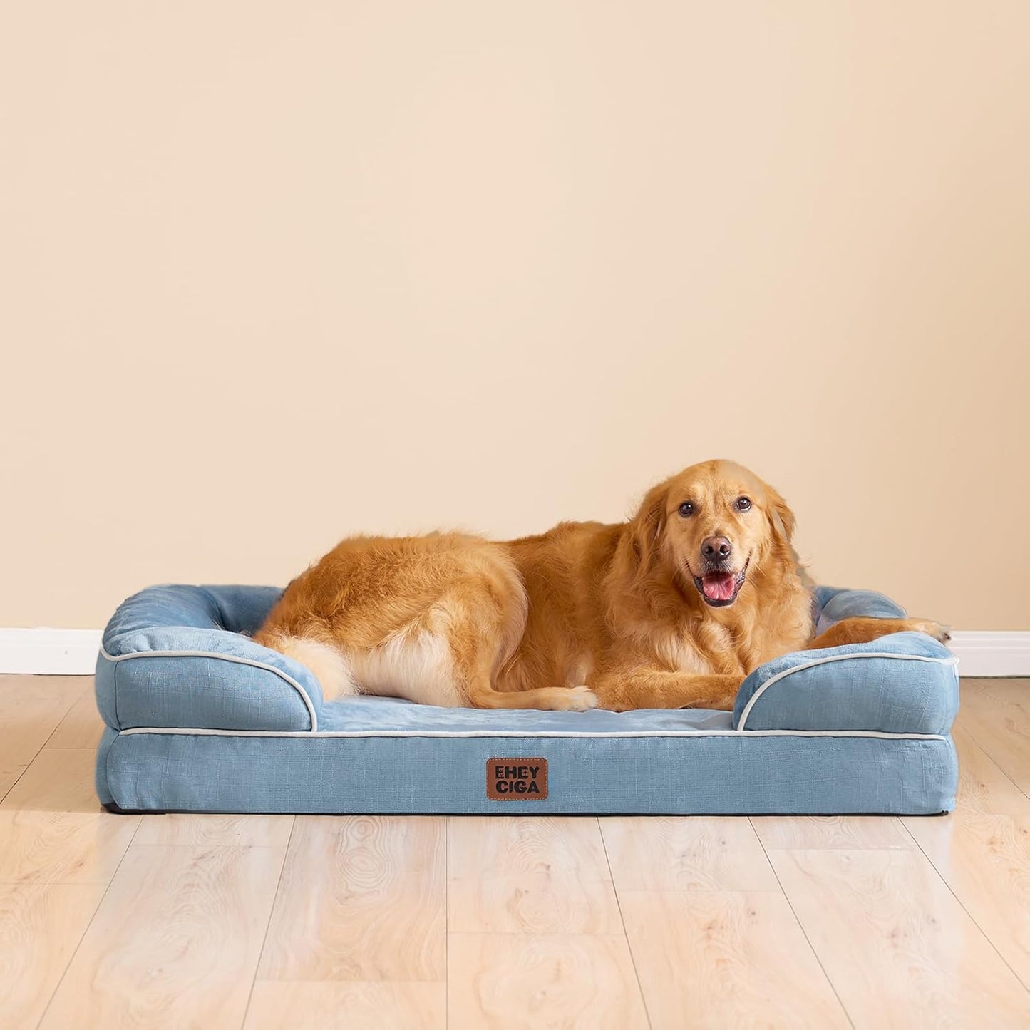 EHEYCIGA Orthopedic Dog Beds for Extra Large Dogs 44x32Inch, Waterproof Memory Foam XL Pet Bed with Sides, Non-Slip and Egg-Crate Foam Big Dog Couch Bed with Washable Removable Cover, Grey