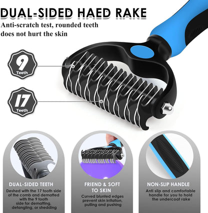 Large Dog Slicker Brush for Goldendoodles, Poodles - 3 in 1 Grooming Kit with Undercoat Rake, Comb - Extra Long Pins for Dematting Great Pyrenees, Thick Coats, Shedding, Detangling, Natural