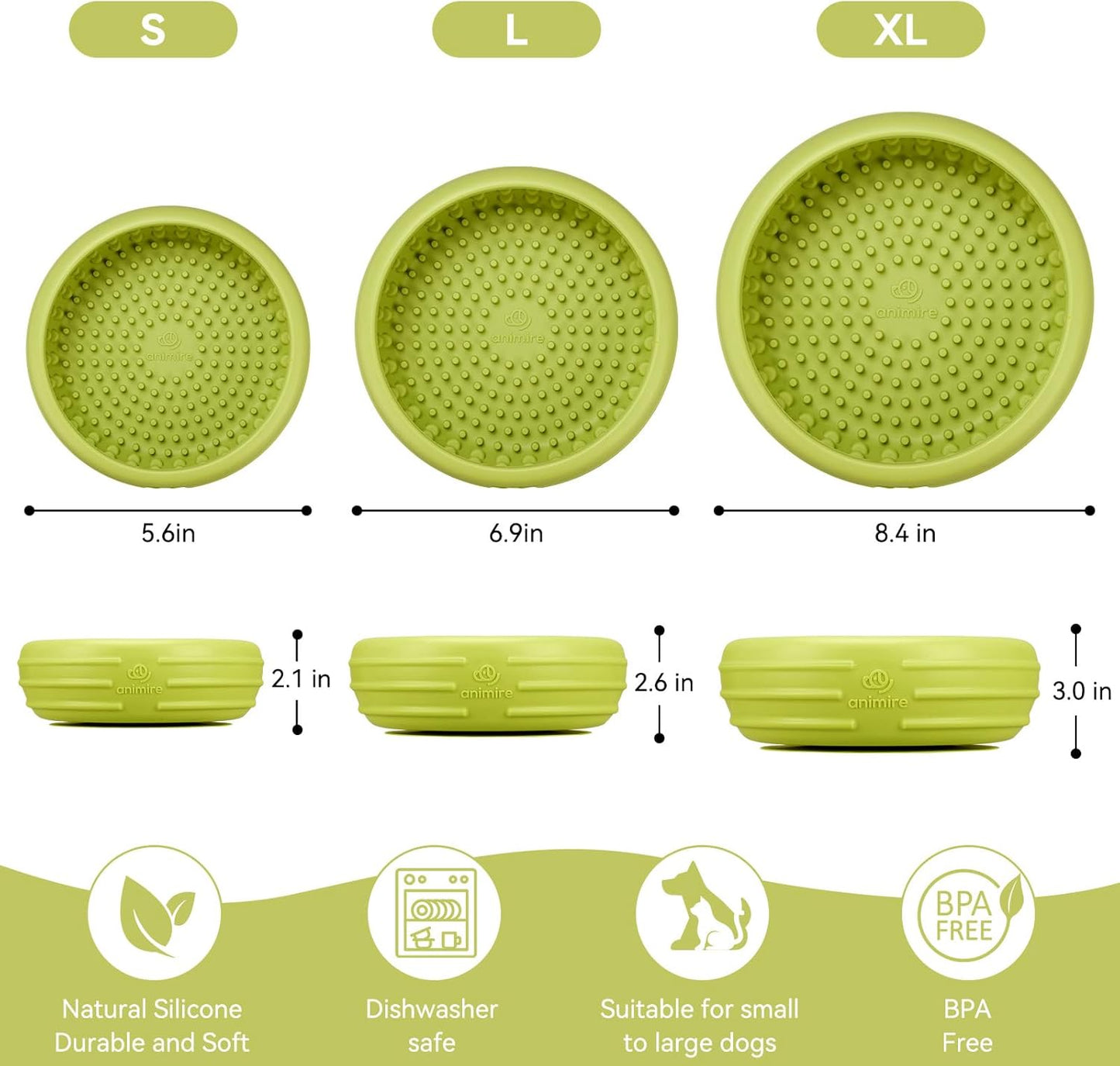Dog Lick Bowl, Animire Freeze Lick Mat for Dogs, Non-Slip Slow Feeder Licking Bowl Enrichment Treat for Distraction Anxiety Relief, Food Grade Silicone, Dishwasher Safe(Pastel Purple,S)