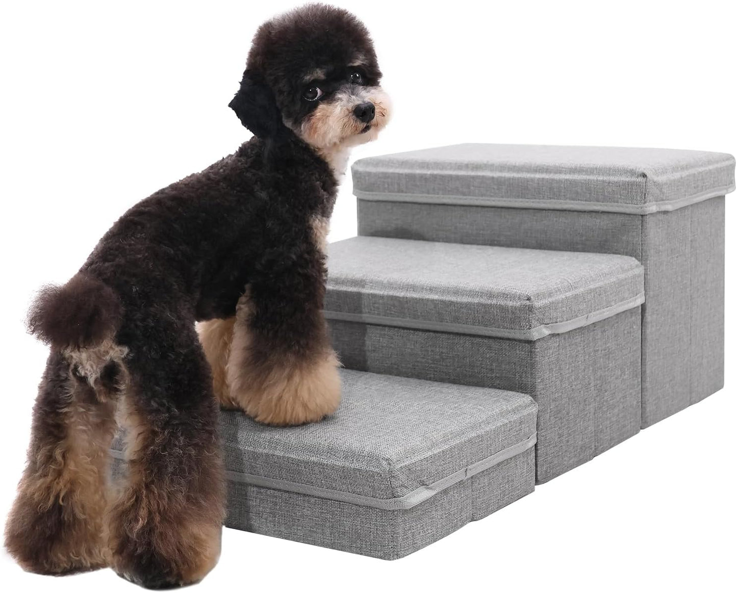 Foldable Dog Stairs/Steps 2-Tier Pet Steps Storage and Adjustable Steps for Small Medium Dogs Pet Steps Storage Stepper for High Beds Sofa Pet Dog Cat