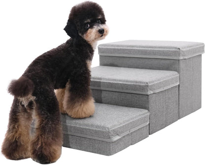 Foldable Dog Stairs/Steps 2-Tier Pet Steps Storage and Adjustable Steps for Small Medium Dogs Pet Steps Storage Stepper for High Beds Sofa Pet Dog Cat