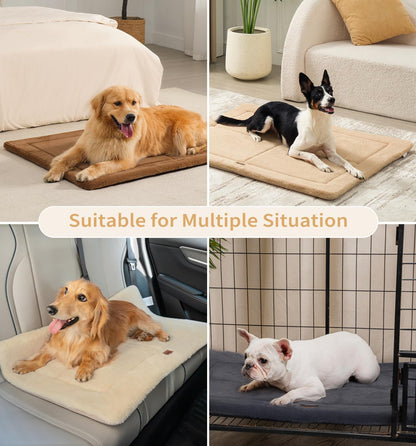 Made4Pets Dog Crate Pad Bed for Medium Large Dogs, Washable & Reversible, Anti-Slip Kennel Mat for Cozy Sleeping, Soft Fluffy Dog Bed for Indoor & Outdoor Use, 35"x23", Gray
