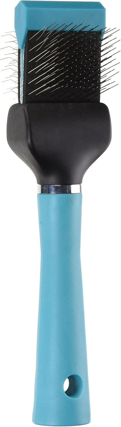 Master Grooming Tools Double-Sided Hard Flexible Slicker Brushes — Versatile Brushes for Grooming Dogs - Green, 8"L x 4"W, Large, Teal