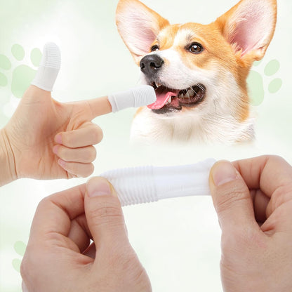 30Pcs Cat & Dog Toothbrush Finger, Soft Fabric Finger Toothbrush for Dogs Cats, Washable & Reusable Teeth Cleaning Wipes Toothbrushes Fingers Dental Wipes Care Remove Stain